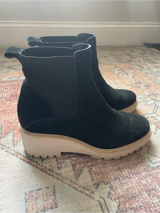 Dolce Vita Shoes - Dolce Vita Black Suede Wedge Chelsea Booties with Lug Sole